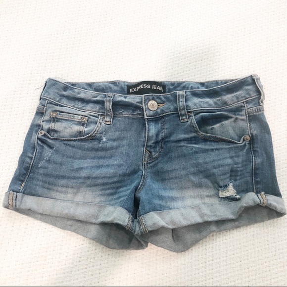 Express Pants - Express Jeans Distressed Roll Hem Jean Shorts 2